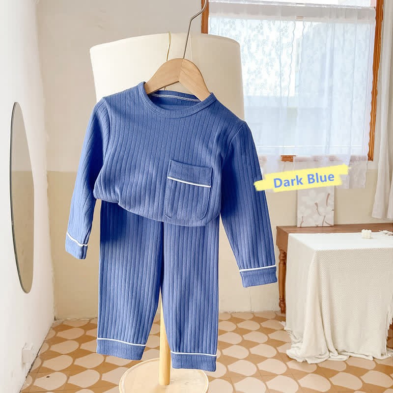 Toddler 2-Piece Simple Pocket Pajamas Set - Dark Blue - 11-12T - image 11