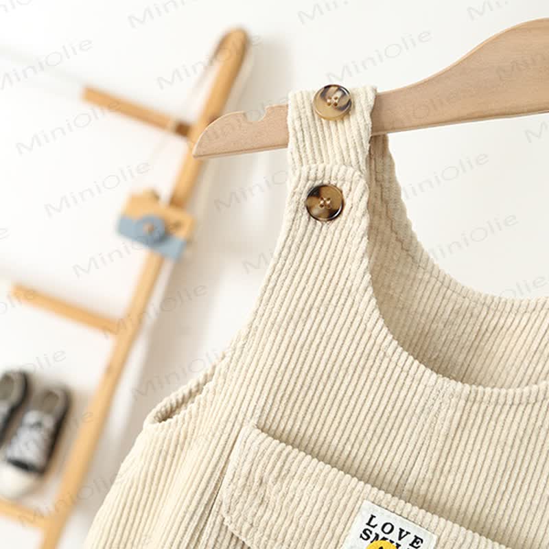 LOVE SMILE Toddler Corduroy Pocket Overalls - image 4