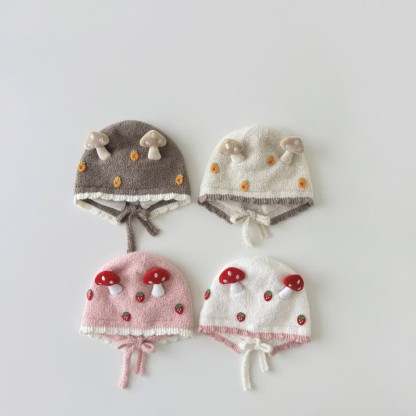 Baby Mushroom Strawberry Lovely Knit Bonnet - image 1