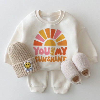YOU ARE MY SUNSHINE Baby White Sweatshirt 2-piece Set - White - 2-3T - image 1