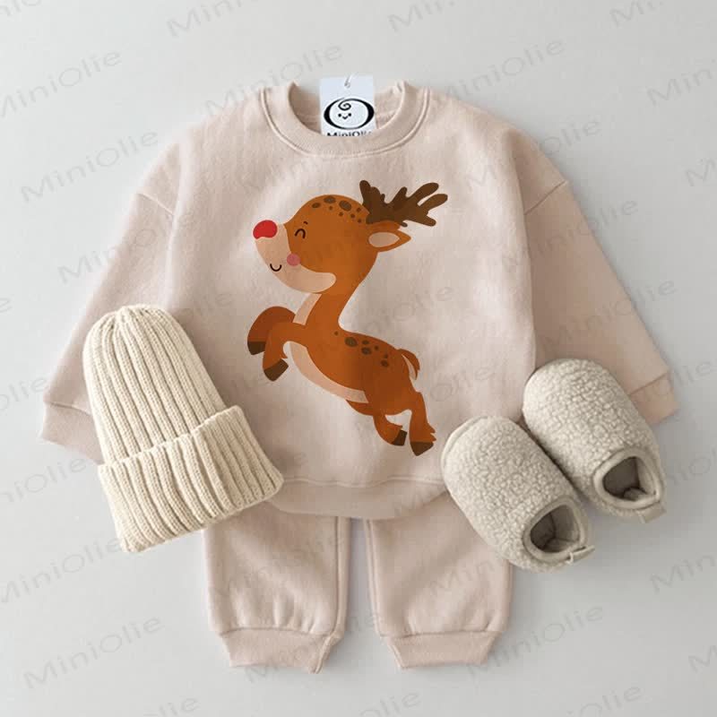 Baby 2-Piece Jumping Deer Beige Set - Beige - 2-3T - image 1