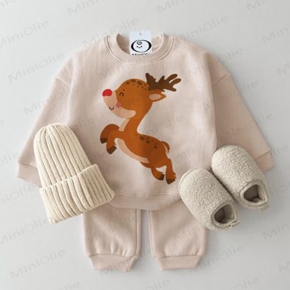 Baby 2-Piece Jumping Deer Beige Set - Beige - 2-3T - image 1