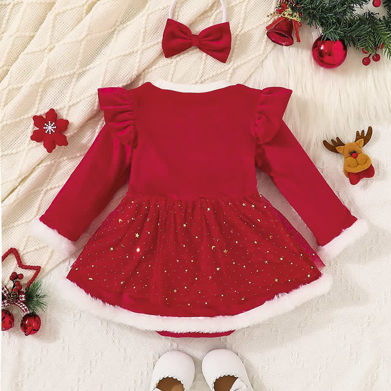 Baby Red Skirted Bodysuit with Headband - image 2