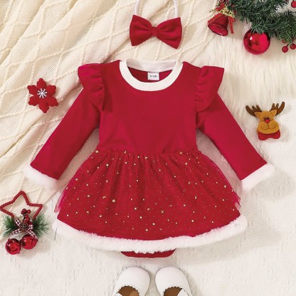 Baby Red Skirted Bodysuit with Headband - Red - 12-18M - image 1