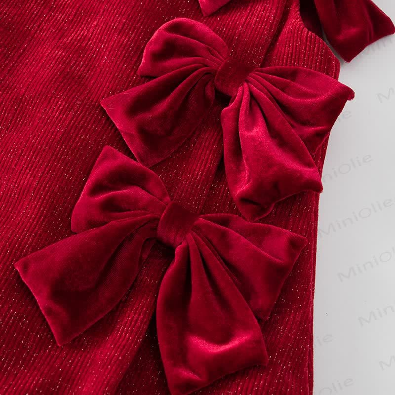 Toddler Triple Bow Sweet Red Dress - image 6