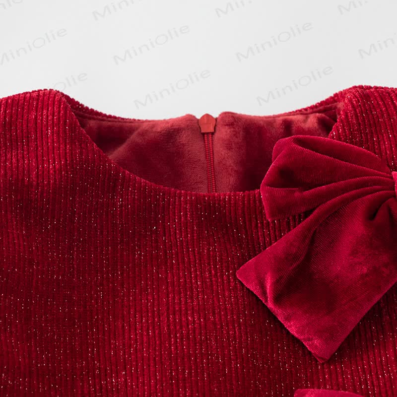 Toddler Triple Bow Sweet Red Dress - image 4