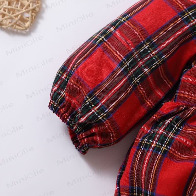 Baby Christmas Plaid Bodysuit with Headband - image 5