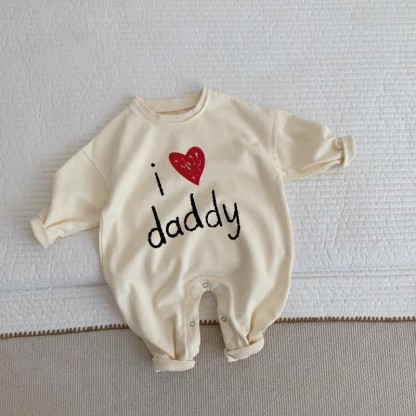 I LOVE DADDY Baby Beige Romper - Beige - 2-3T - image 1