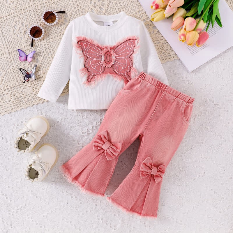 Baby 2-Piece Butterfly Bows Denim Set - Pink - 2-3T - image 8