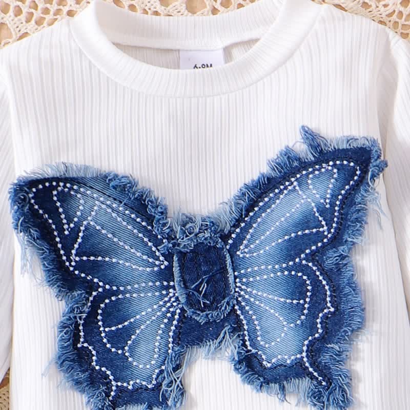 Baby 2-Piece Butterfly Bows Denim Set - image 4