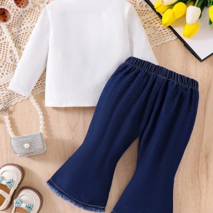 Baby 2-Piece Butterfly Bows Denim Set - image 3