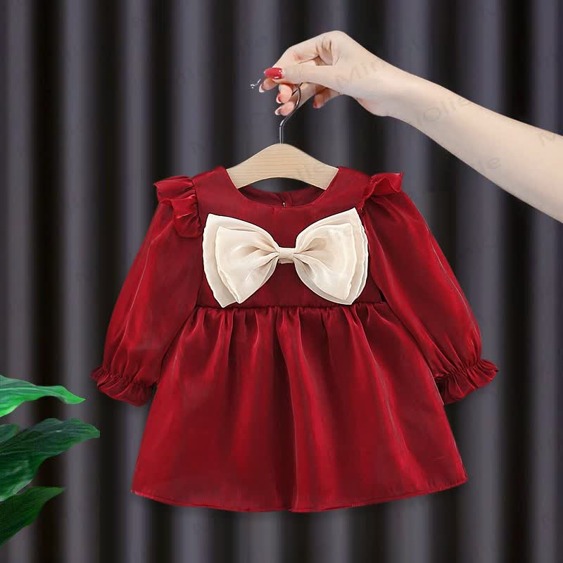 Baby Bowknot Sweet Princess Dress - Red - 2-3T - image 2