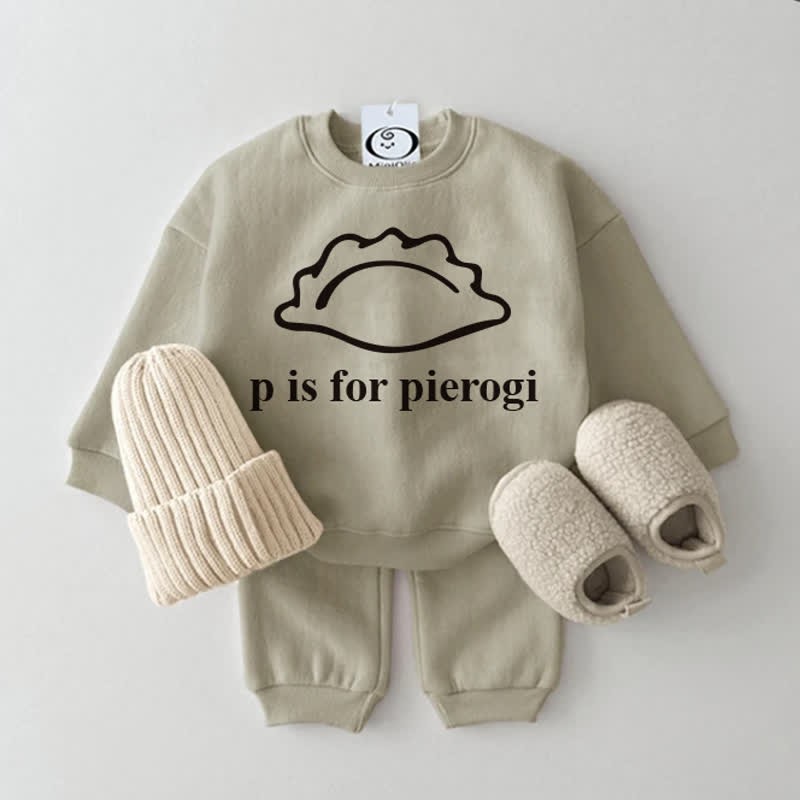 P IS FOR PIEROGI Baby Sweatshirt 2-piece Set  - Grey Green - 2-3T - image 1