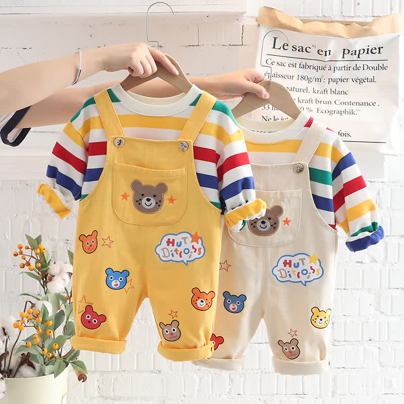 Baby 2-Piece Colorful Bear Lovely Overalls Set - image 2