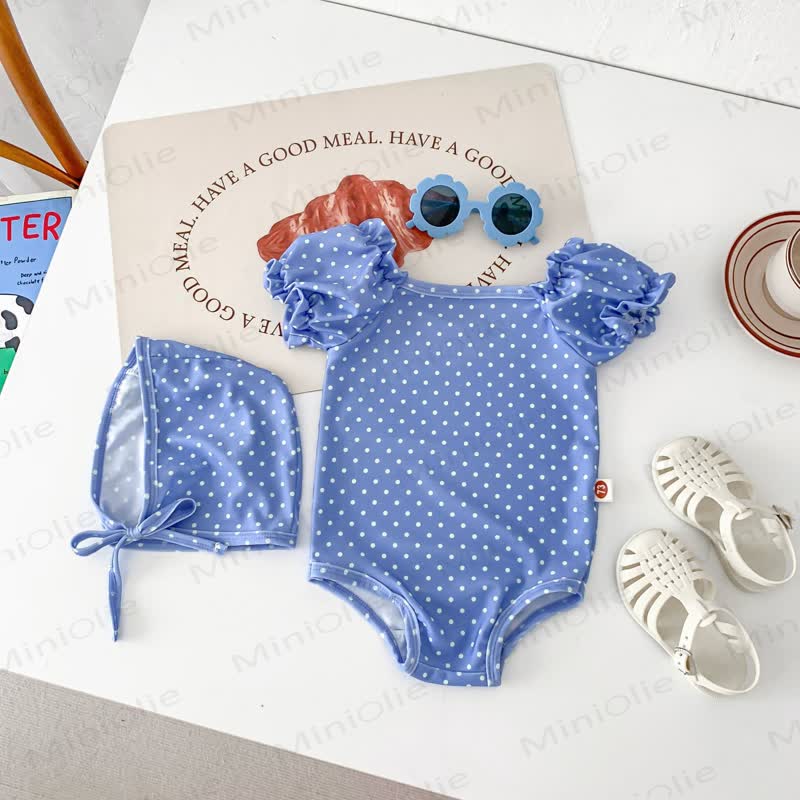 Baby Girl One-piece Swimsuit with Hat - image 9