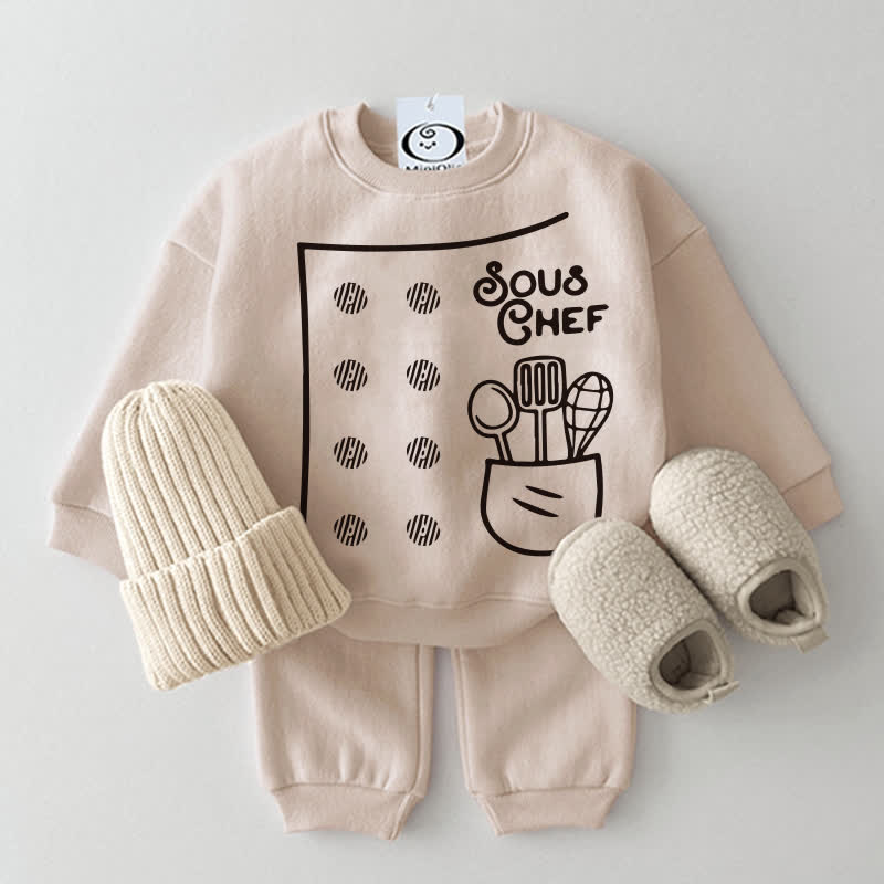 SUS CHEF Baby Cook 2-piece Sweatshirt Set - Beige - 2-3T - image 1