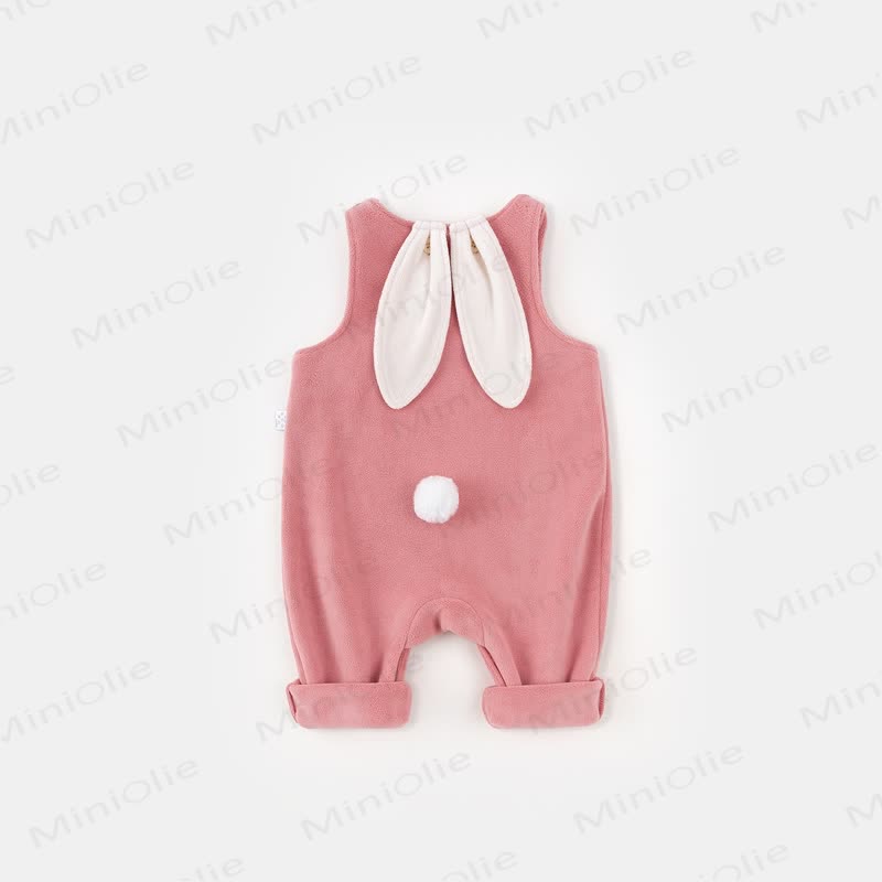 Baby Fleece Bunny Ears Lovely Overalls - Pink - 3-5T - image 2