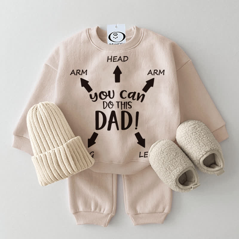 YOU CAN DO THIS DAD Baby Sweatshirt 2-piece Set - Beige - 2-3T - image 1