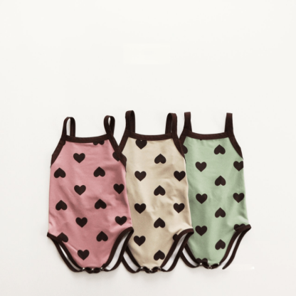 Baby Suspender Backless Love Swimsuit with Hat - image 1