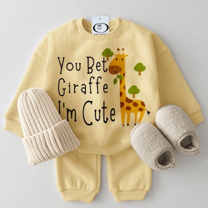 Baby Cute Giraffe Yellow 2-piece Set - Yellow - 2-3T - image 1
