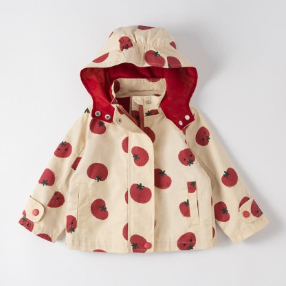 Kid Girl Tomato Hooded Trench Coat - Beige - 8Y - image 6