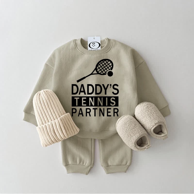 DADDY'S TENNIS PARTNER Baby Sweatsuit 2-piece Set - Grey Green - 2-3T - image 1