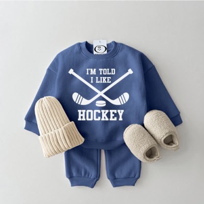 I'M TOLD I LIKE HOCKEY Baby Sweatsuit 2-piece Set - Blue - 2-3T - image 1