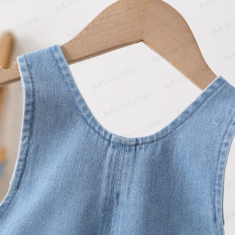 Toddler Embroidered Flower Pocket Denim Overalls - image 7