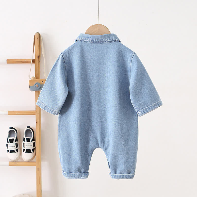 Baby Hole Denim Pocket Romper - image 2
