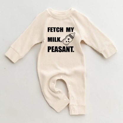 FETCH MY MILK PEASANT Baby Beige Waffle Romper - Beige - 18-24M - image 1