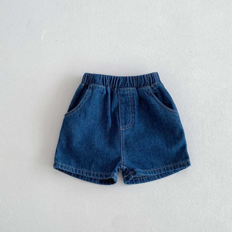 Toddler Solid Color Denim Shorts - Dark Blue - 8Y - image 5
