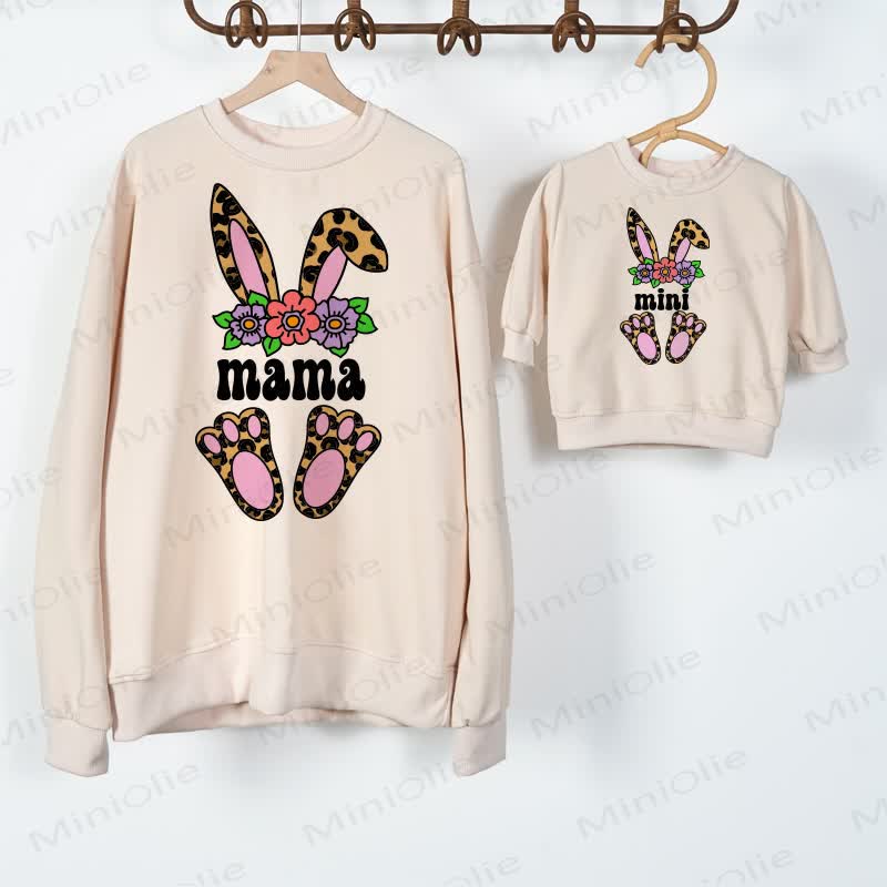 MAMA/MINI Leopard Print Beige Family Sweatshirt - Beige - Adult Sweatshirt: XL - image 1