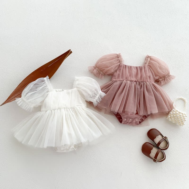 Baby Solid Color Tutu Skirted Bodysuit - image 1