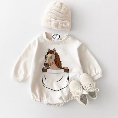 Baby Pocket Horse White Bodysuit - White - 18-24M - image 1
