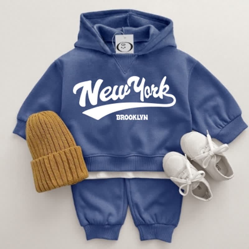 NEW YORK BROOKLYN Baby 2-Piece Blue Hooded Set - Blue - 2-3T - image 1