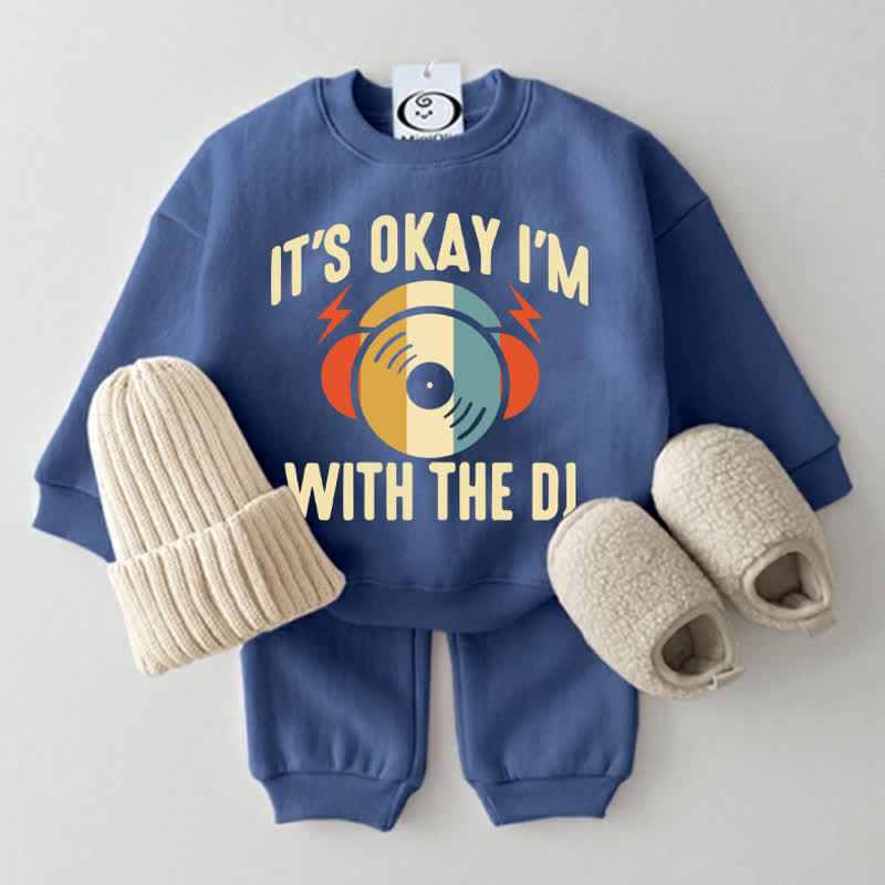 IT'S OKAY I'M WITH THE DJ Baby Blue Sweatshirt 2-piece Set - Blue - 2-3T - image 1
