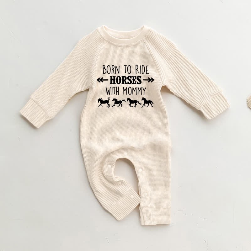 BORN TO RIDE HORSES WITH MOMMY Baby Romper - Beige - 18-24M - image 1