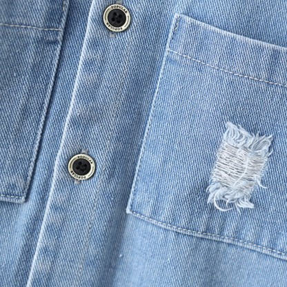 Baby Hole Denim Pocket Romper - image 4