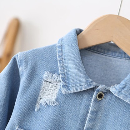 Baby Hole Denim Pocket Romper - image 3