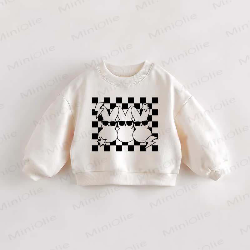 Baby Toddler Checkerboard Rabbit Sweatshirt - Cream - 3-5T - image 1