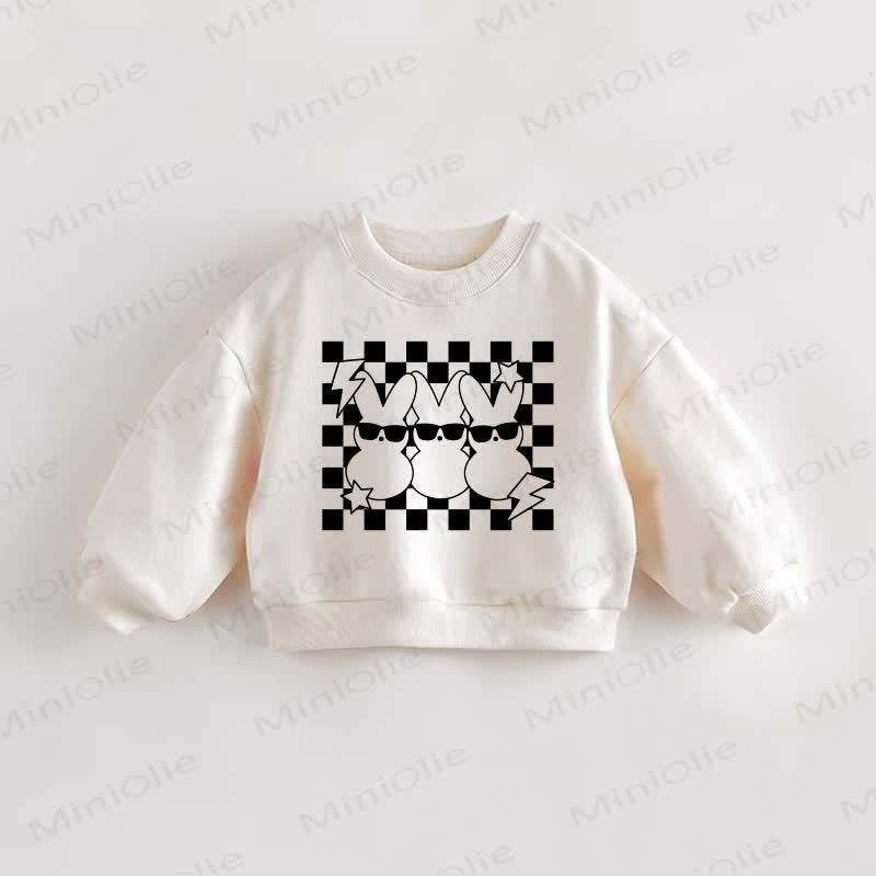 Baby Toddler Checkerboard Rabbit Sweatshirt - Cream - 3-5T - image 1