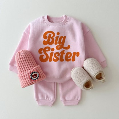 BIG SISTER Baby Pink Sweatshirt 2-piece Set - Pink - 2-3T - image 1