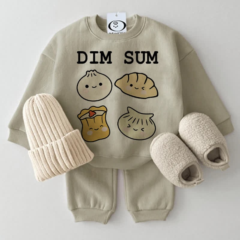 DIM SUM Baby Dumplings Sweatshirt 2-piece Set - Grey Green - 2-3T - image 1