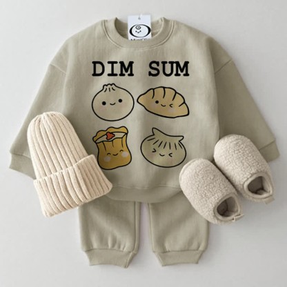 DIM SUM Baby Dumplings Sweatshirt 2-piece Set - Grey Green - 2-3T - image 1