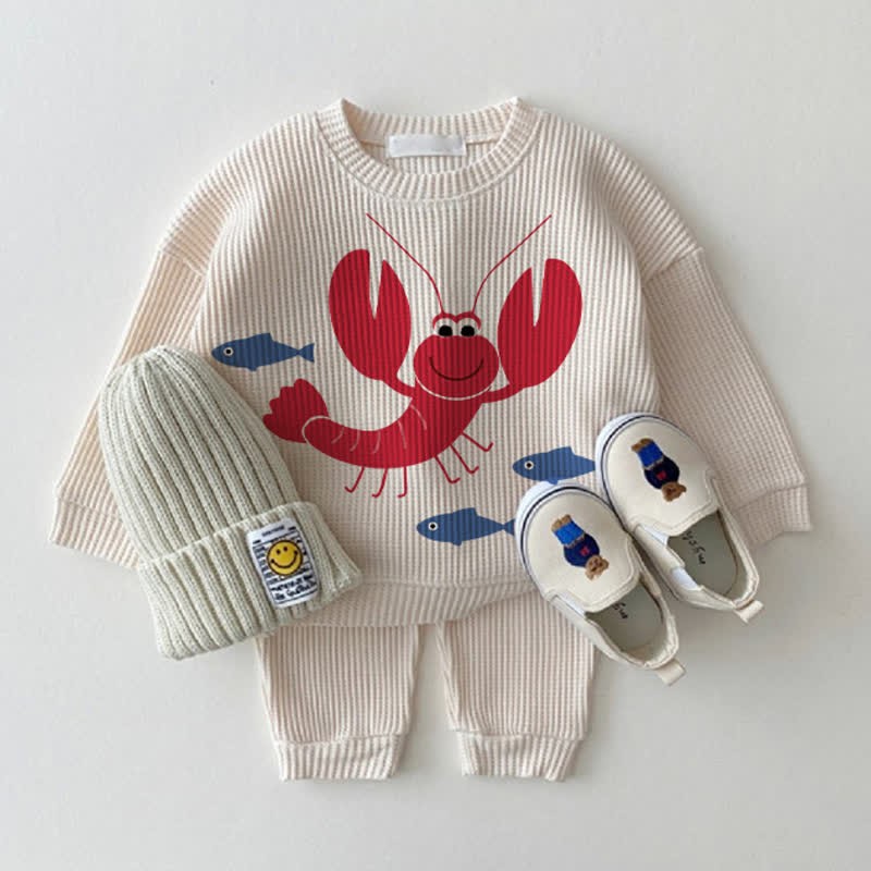 Baby Lobster Fish Waffle 2-piece Set - White - 18-24M - image 1