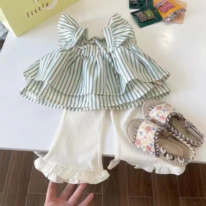 Baby Striped Tank Top/Bell-bottomed Pants - image 1