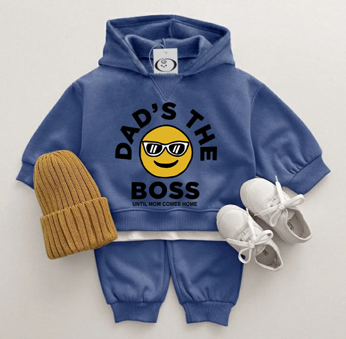 DAD'S THE BOSS UNTIL MOM COMES HOME Baby 2-Piece Blue Hooded Set - Blue - 2-3T - image 1