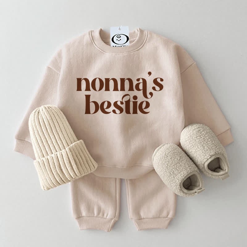 NONNA'S BESTIE Baby 2-Piece Beige Set - Beige - 2-3T - image 1