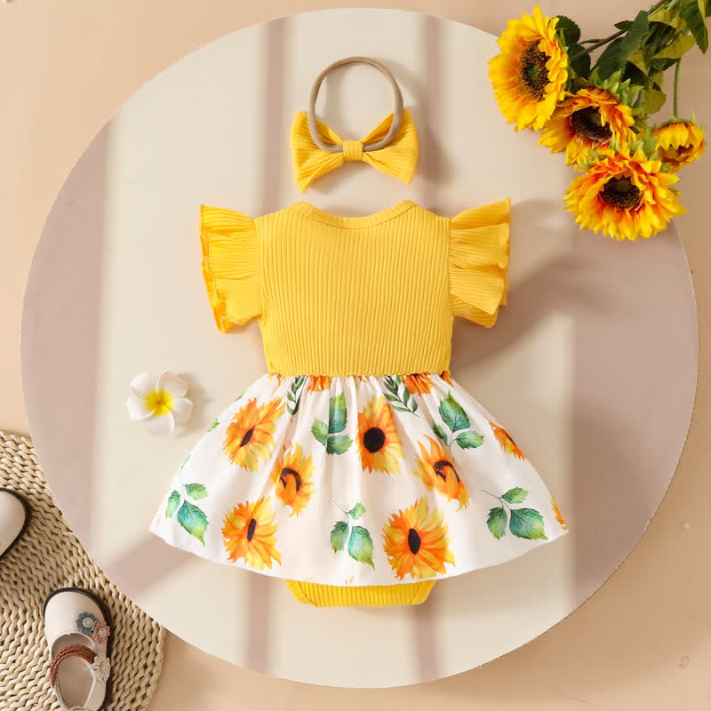 Baby Floral Butterfly Bodysuit with Headband - image 11