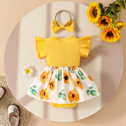 Baby Floral Butterfly Bodysuit with Headband - image 11